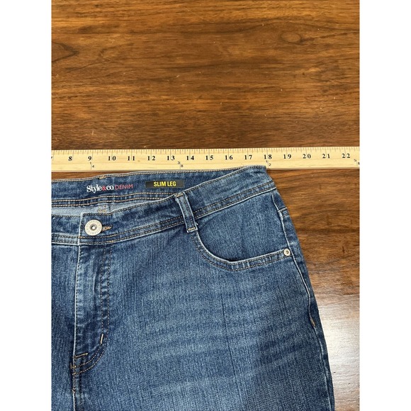 Style And Co. Denim Jeans Women 16 Petite Slim Leg Medium‎ Wash - Picture 5 of 10